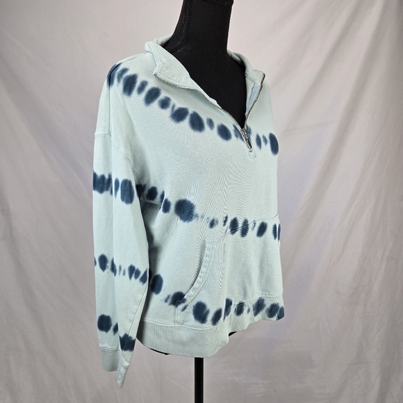 OLD NAVY Light teal tie dye Pullover Quarter Zip Sweater Size Medium - Picture 4 of 8